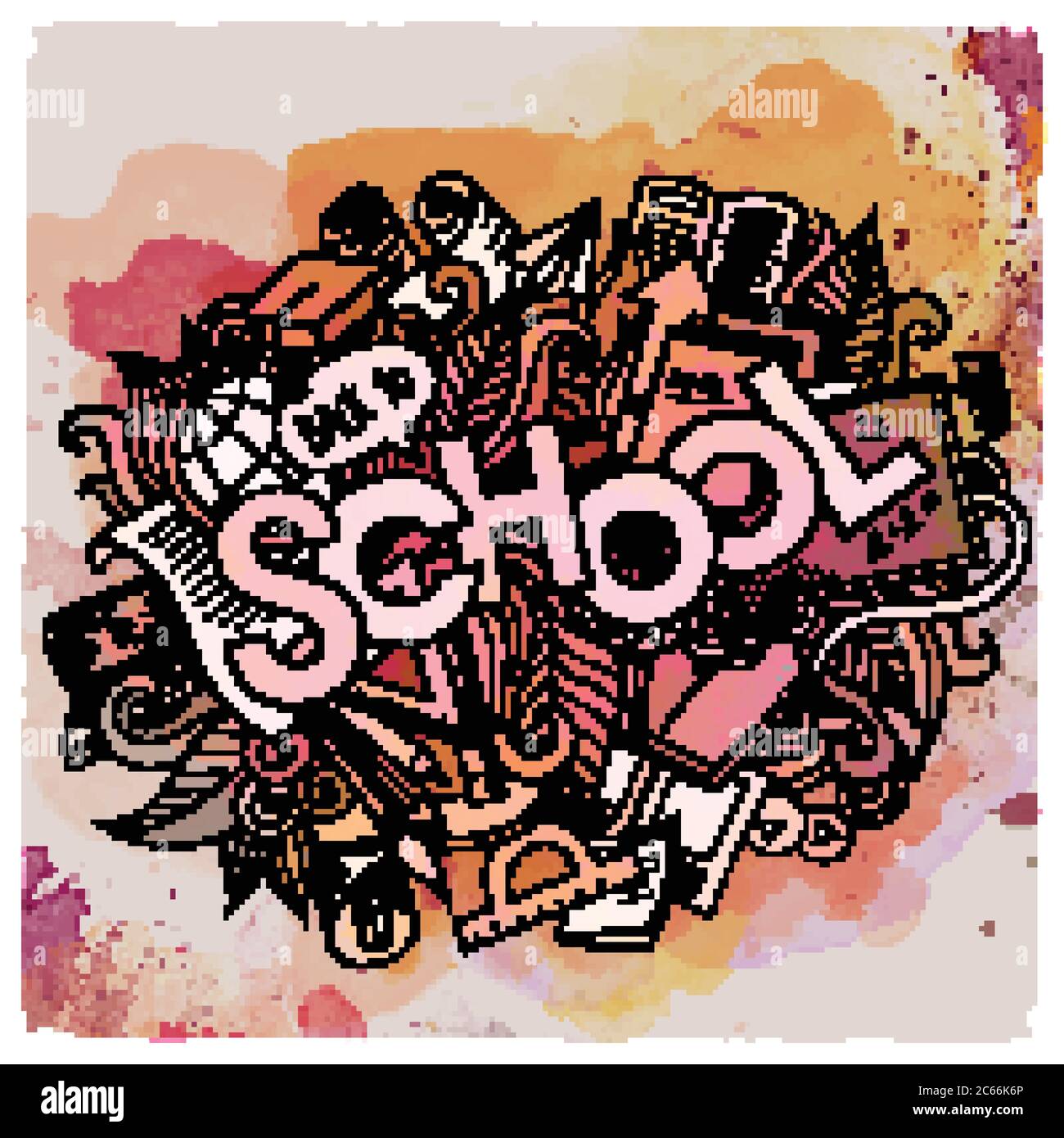 School hand lettering and doodles elements and symbols emblem Stock ...