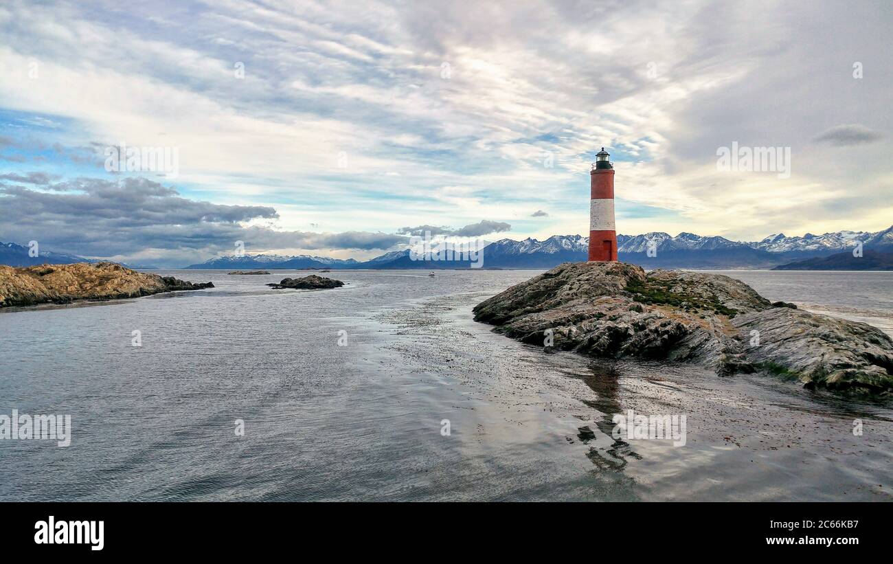 Lighthouse on an island, Ushuaia, Argentina Stock Photo