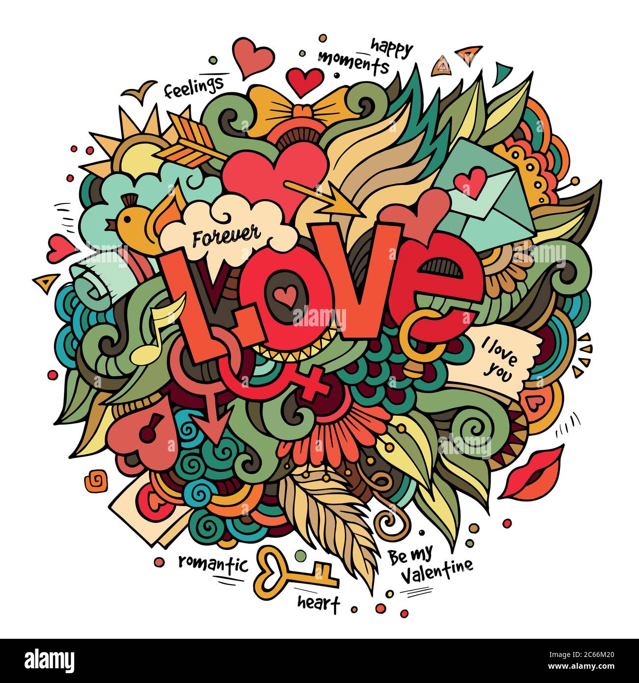 Love hand lettering and doodles elements Stock Vector Image & Art - Alamy