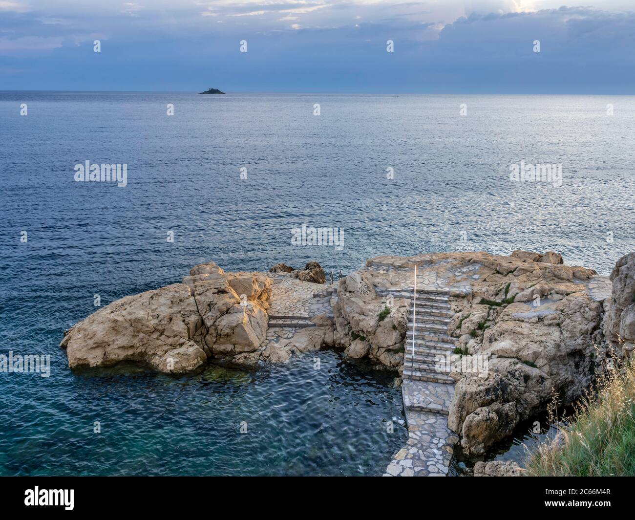 View of the Adriatic Sea at Rovinj, Adria, Istria, Croatia, Europe Stock Photo