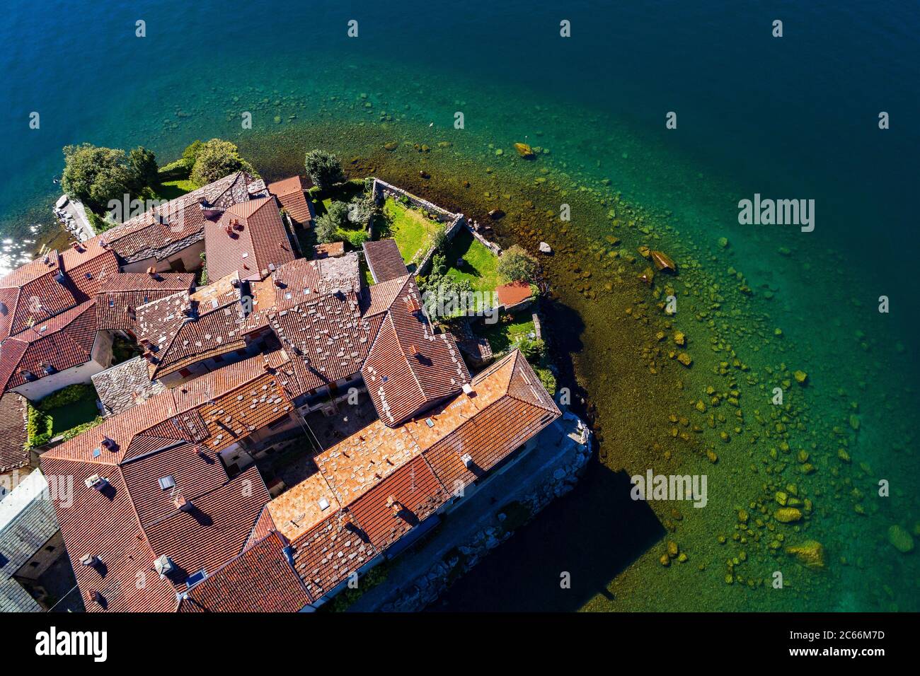 Lierna - Lake Como (IT) - Aerial view of the Castle in the ancient village Stock Photo