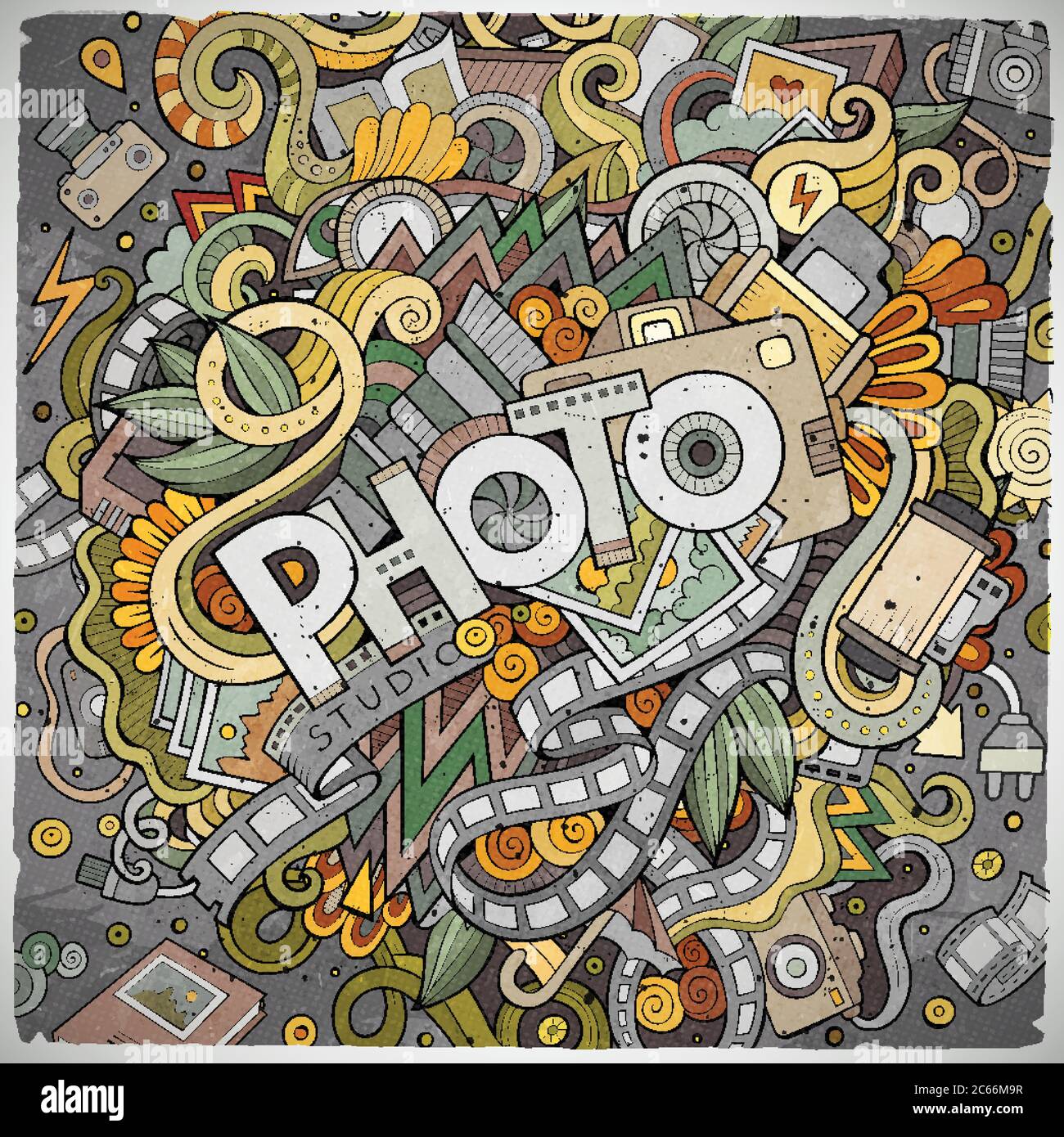 Cartoon cute doodles hand drawn Photo inscription Stock Vector Image ...
