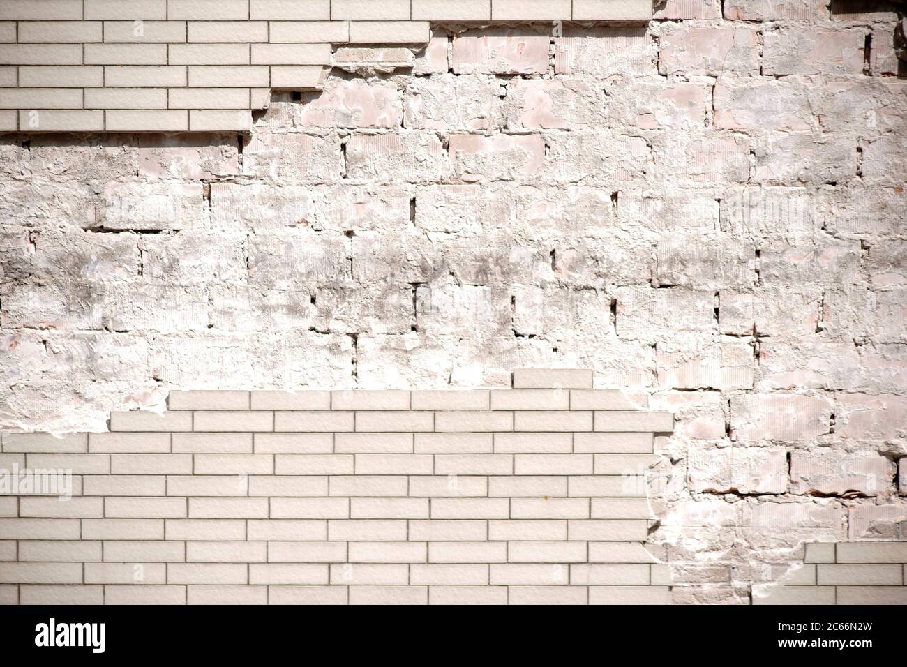 Close-up of a house facade with chipped clinker bricks, Stock Photo