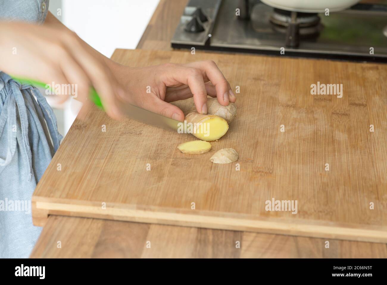 Make your own Ayurveda drink: Ginger slice Stock Photo