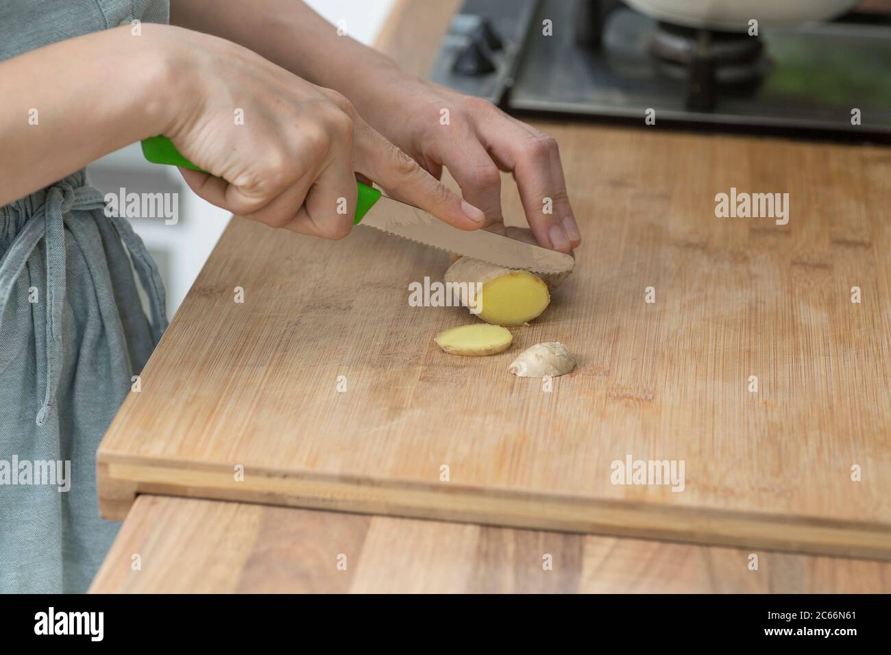 Make your own Ayurveda drink: Ginger slice Stock Photo