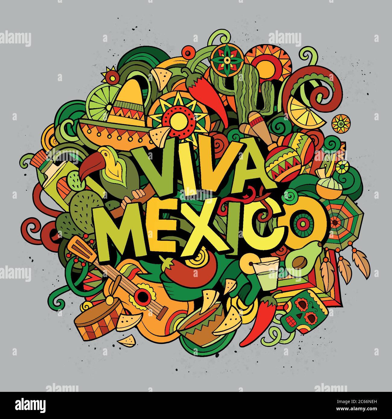 Viva Mexico sketchy outline festive background Stock Vector Image & Art -  Alamy