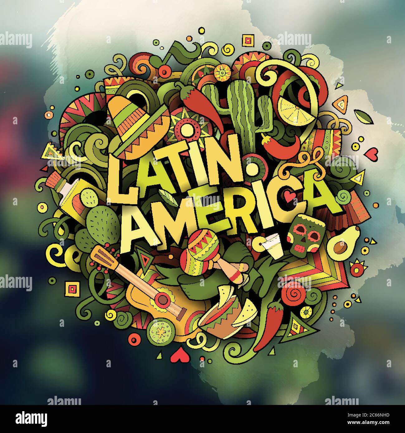 https://c8.alamy.com/comp/2C66NHD/cartoon-vector-hand-drawn-doodle-latin-america-word-illustration-2C66NHD.jpg