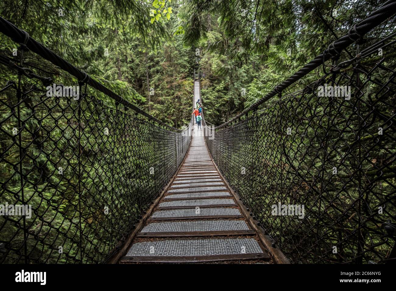 day hike on a suspension bridge in British Columbia, Canada Stock Photo
