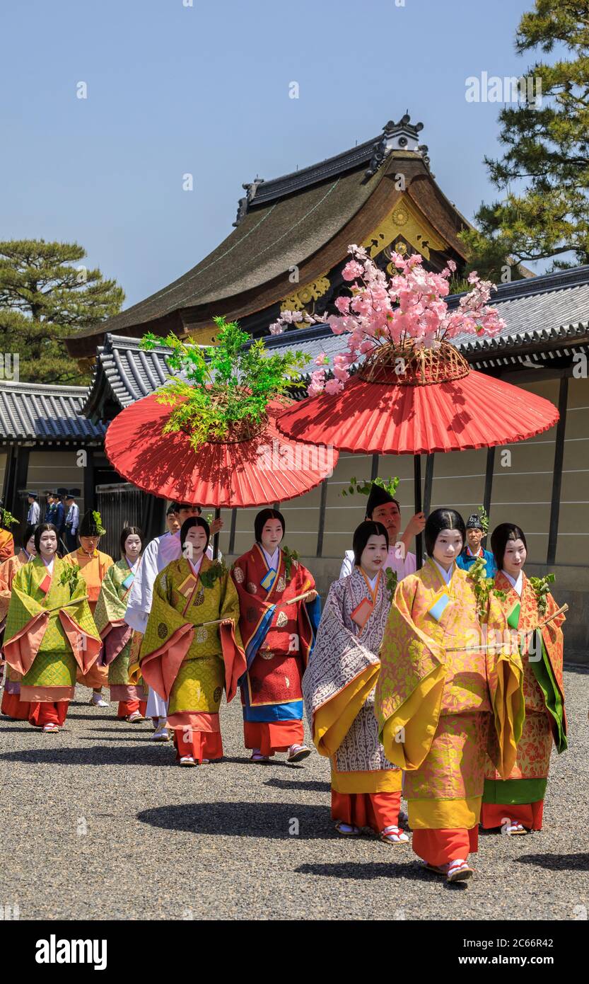 Japan, Kyoto City, Aoi Matsuri, Festival, Ladies of the Court Parading Stock Photo