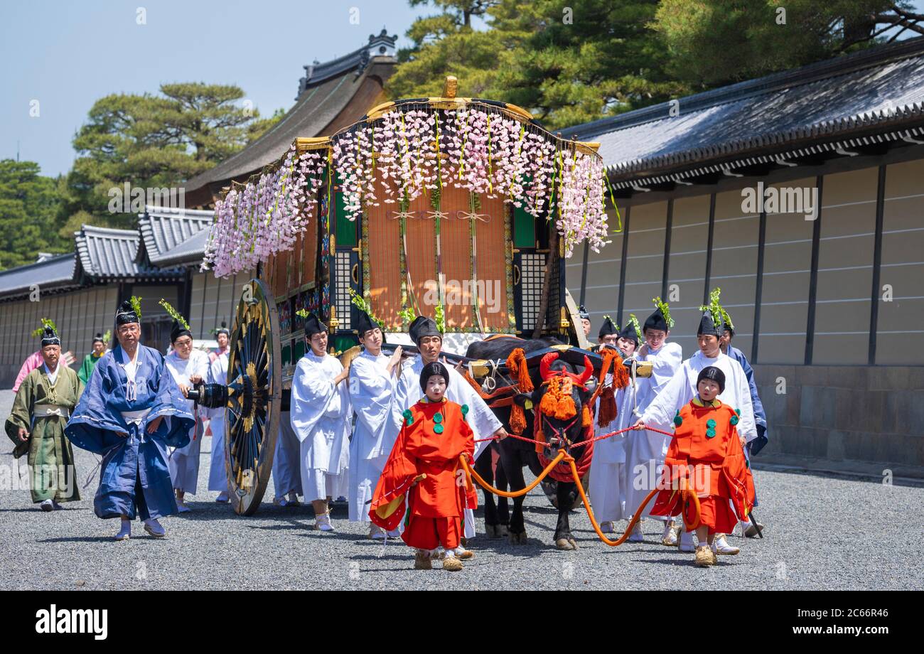 Japan, Kyoto City, Aoi Matsuri, Festival, Chart of the Emperor parading Stock Photo
