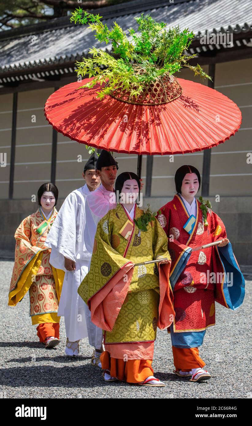 Japan, Kyoto City, Aoi Matsuri, Festival, Ladies of the Court Parading Stock Photo