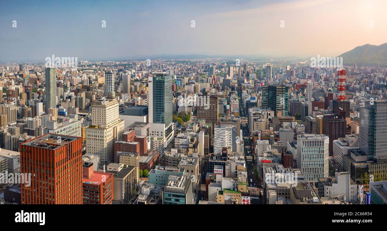 Japan, Hokkaido, Sapporo City panorama Stock Photo