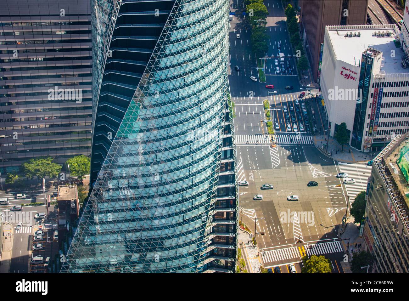 Japan, Nagoya City, Modegakuen Spiral Tower, Sasajima intersection Stock Photo