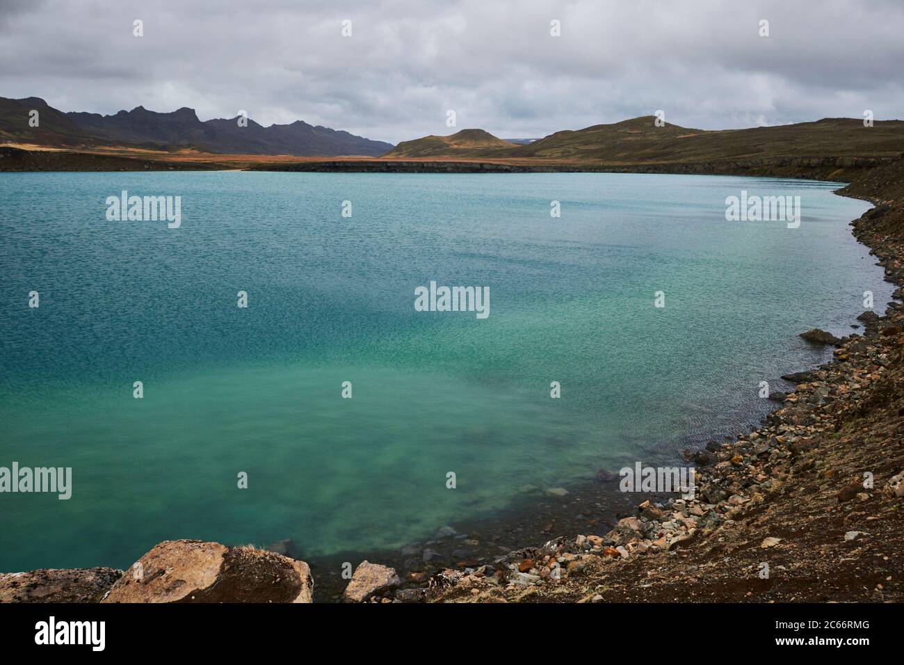Iceland, lake in Kr suvík on the Reykjanes Peninsula Stock Photo