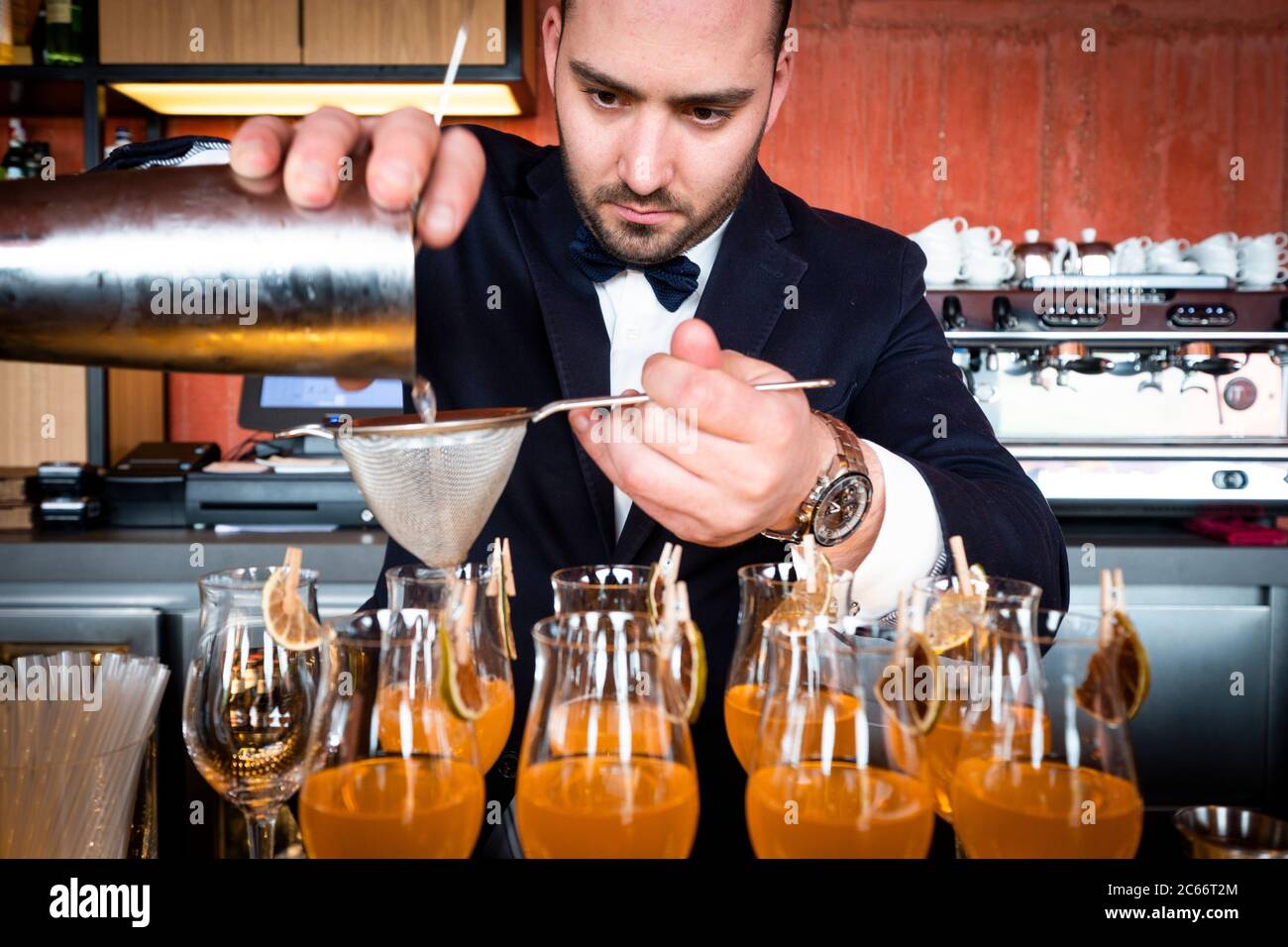 Mixologist Tony Conigliaro with shelves of ingredients at his drinks  laboratory 'Drink Factory', London, UK Stock Photo - Alamy