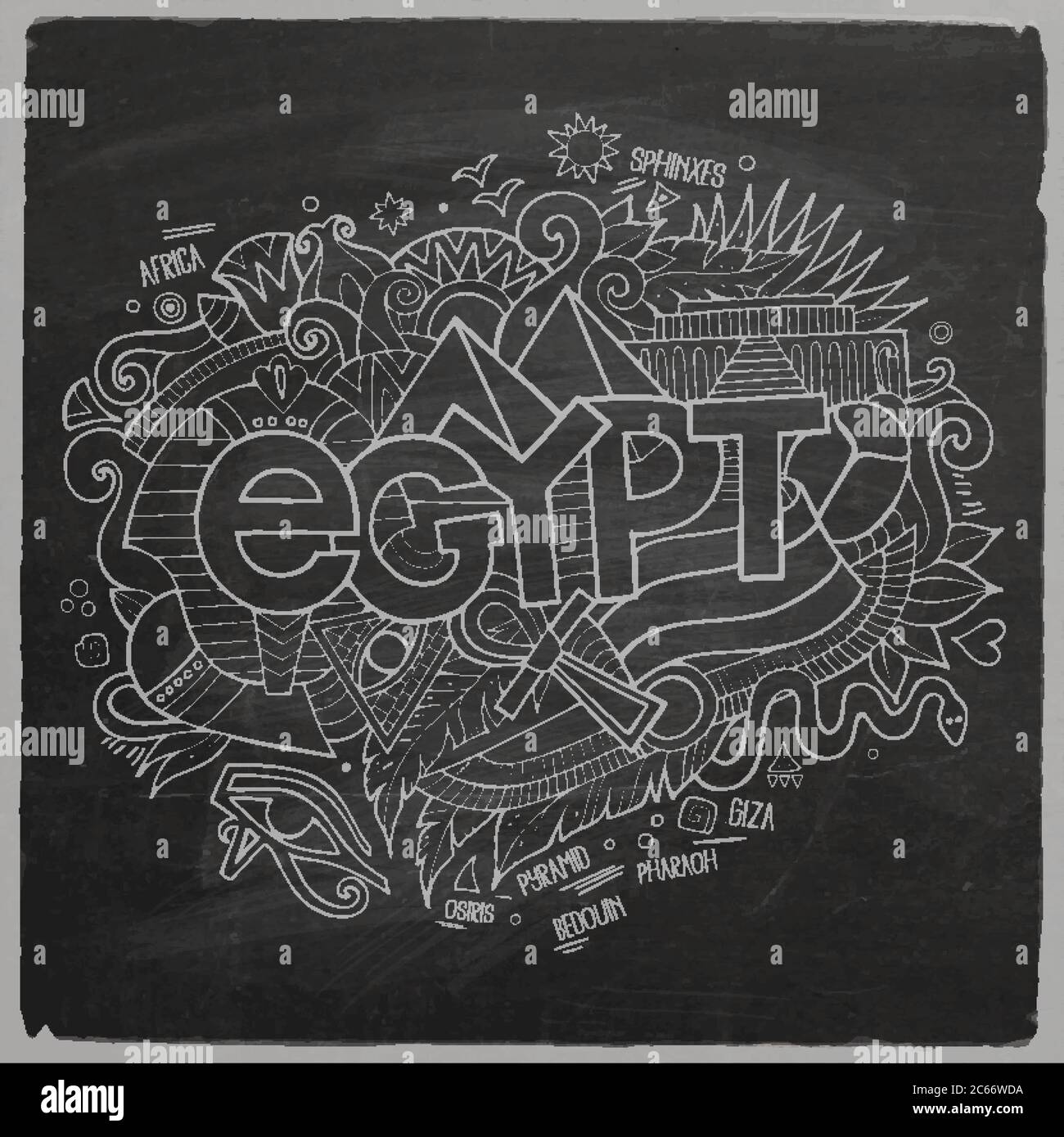 Egypt hand lettering and doodles elements background Stock Vector Image ...