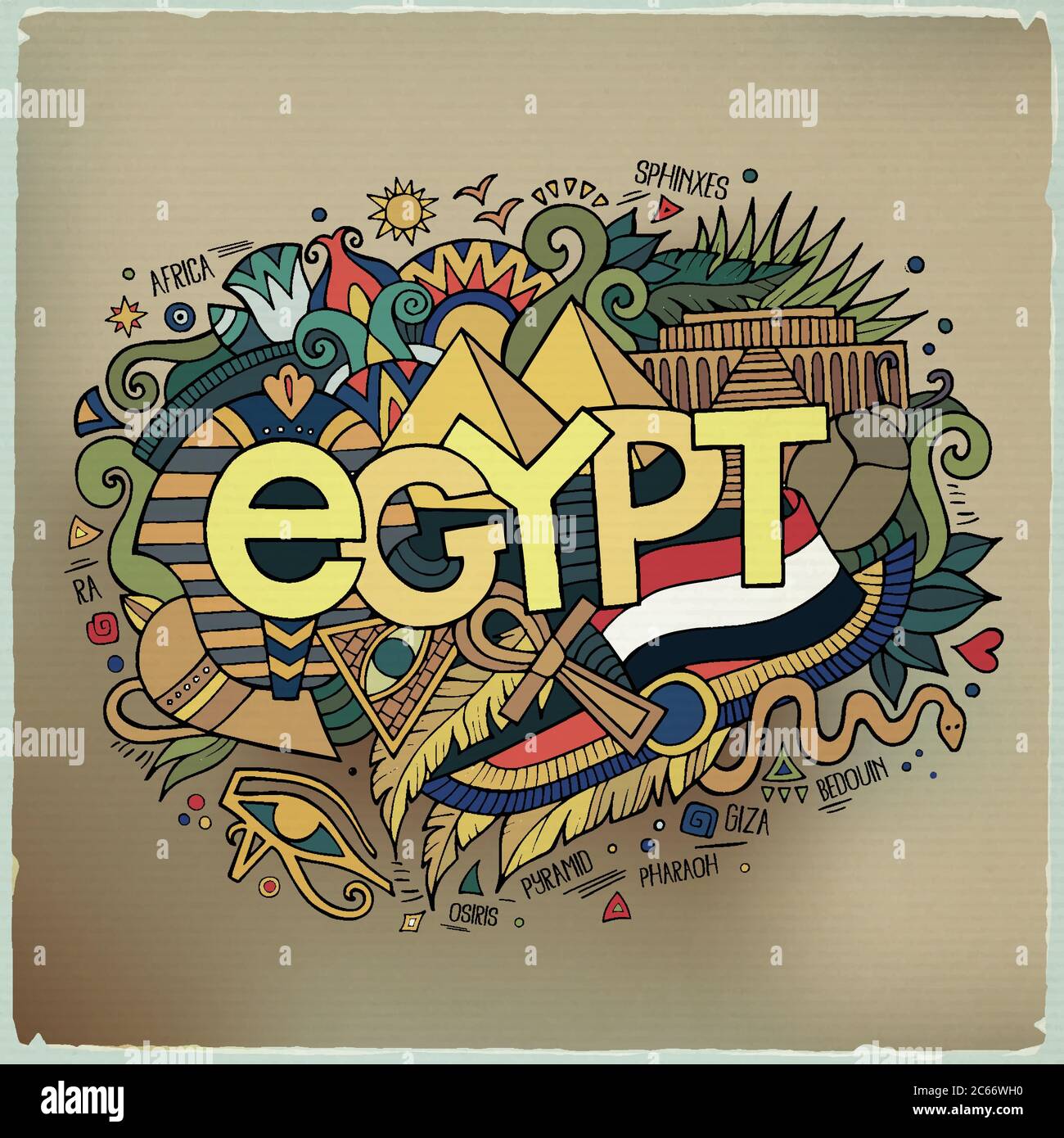 Egypt hand lettering and doodles elements background Stock Vector Image ...