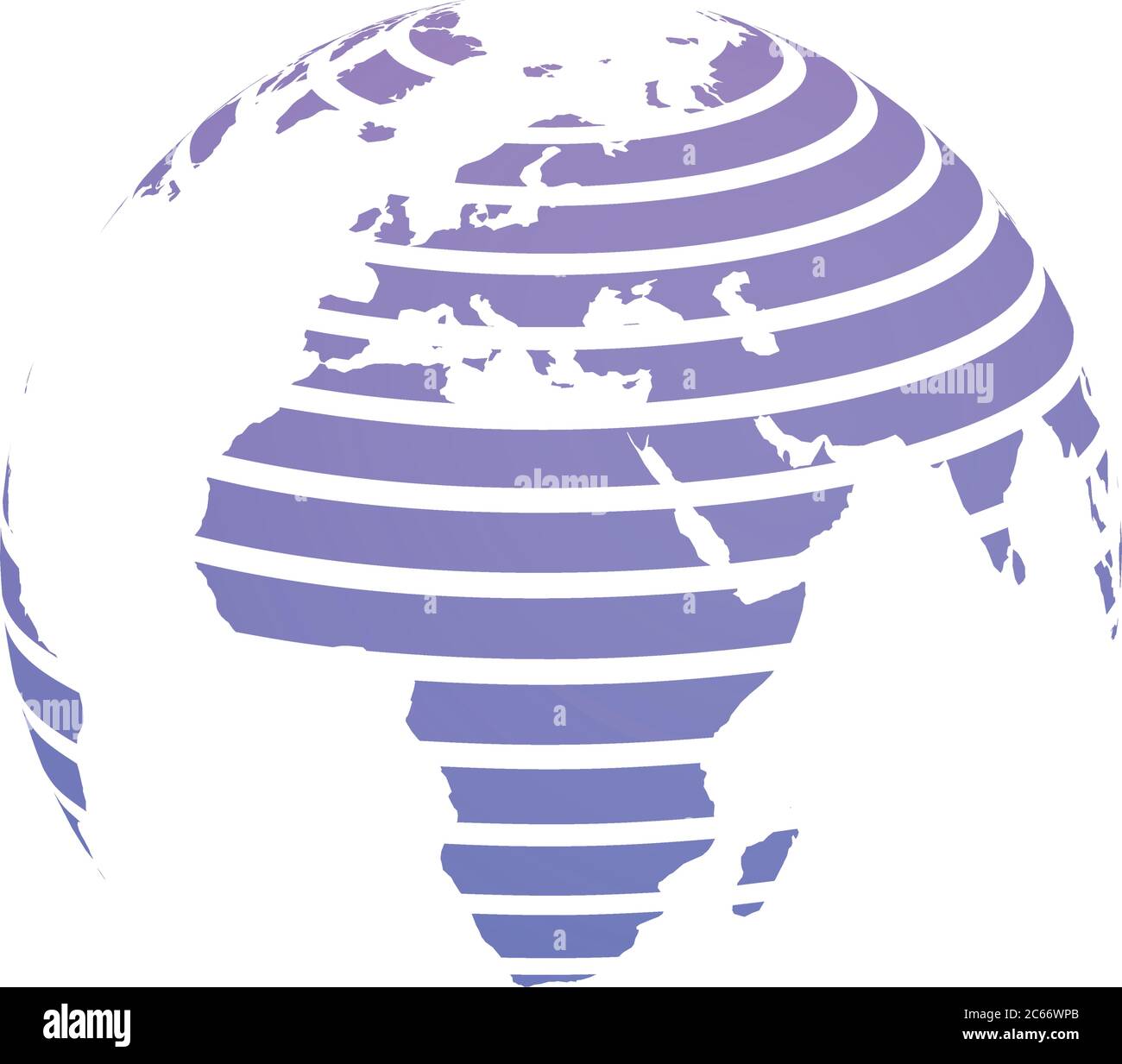 Earth globe with blue striped World land map focused on Africa and Europe.  3D vector illustration Stock Vector Image \u0026 Art - Alamy, image size:1300x1233