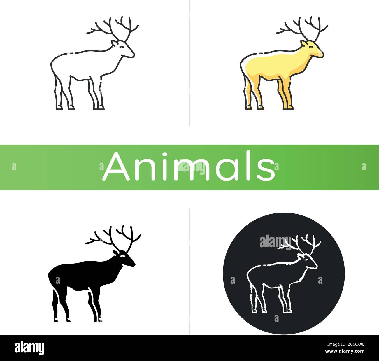 Deer icon. Linear black and RGB color styles. Hoofed ruminant mammal,  herbivore animal with beautiful antlers. Forest wildlife. Majestic  reindeer, hor Stock Vector Image & Art - Alamy