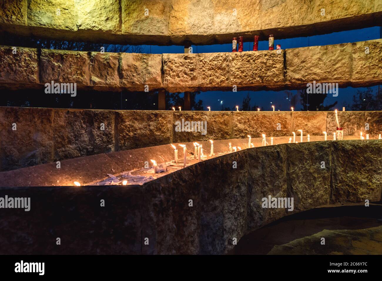 Prayer candles in Our Lady of Lebanon Marian shrine and a pilgrimage