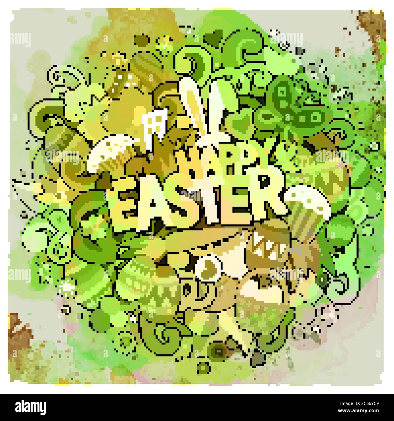 Cartoon vector hand drawn Doodle Happy Easter illustration Stock Vector ...