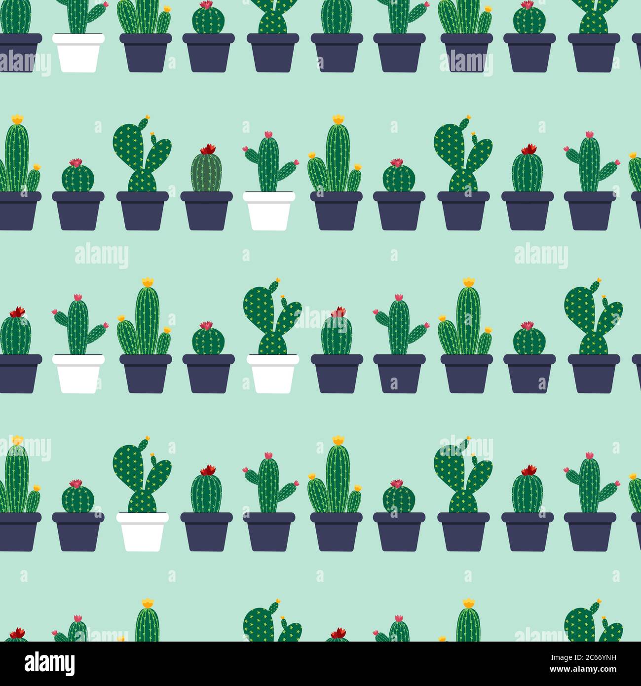 Cactus Natural Seamless Pattern Background Vector Illustration Stock ...
