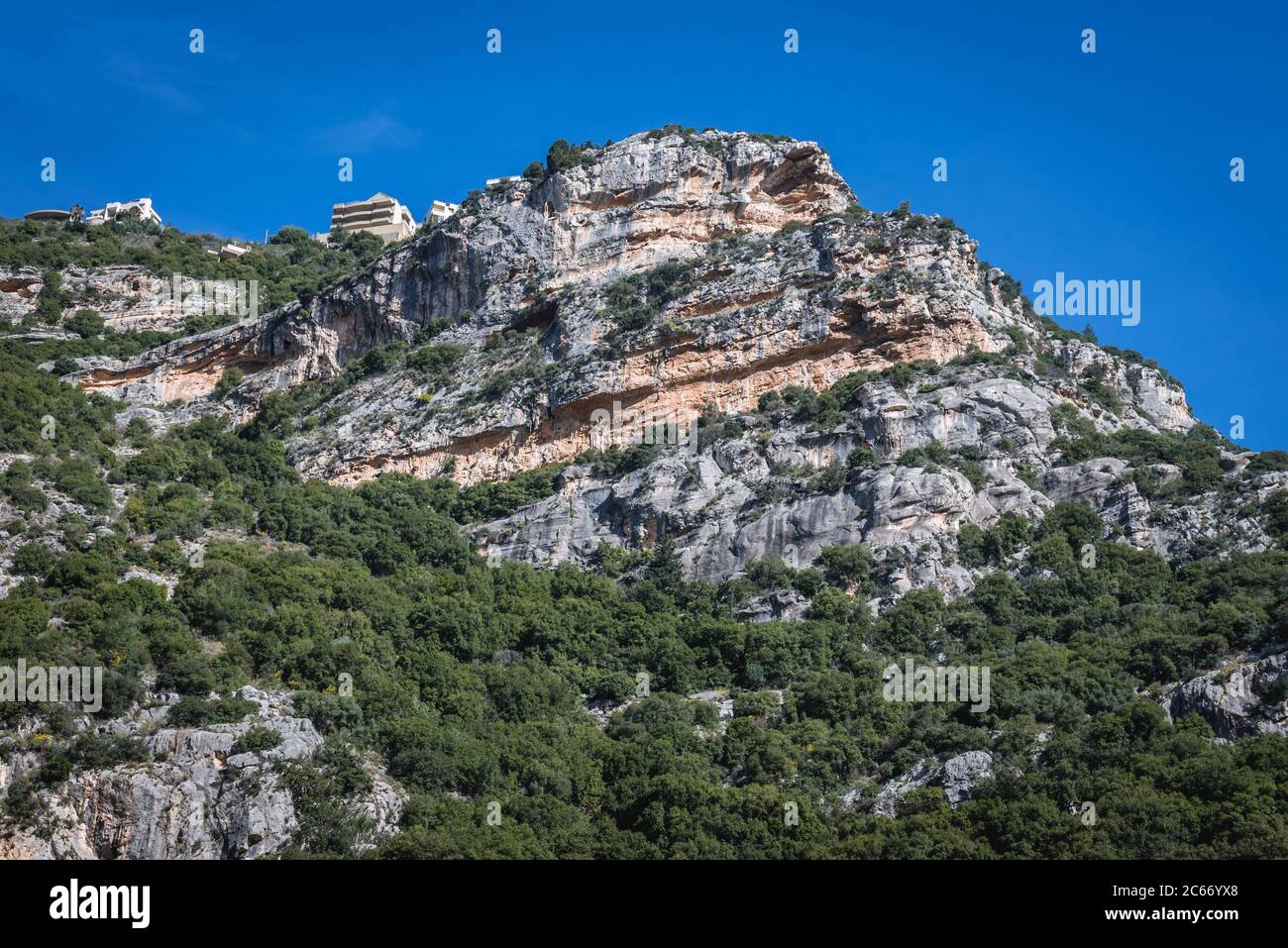 Houses in mountains in Mount Lebanon Governorate, Lebanon Stock Photo