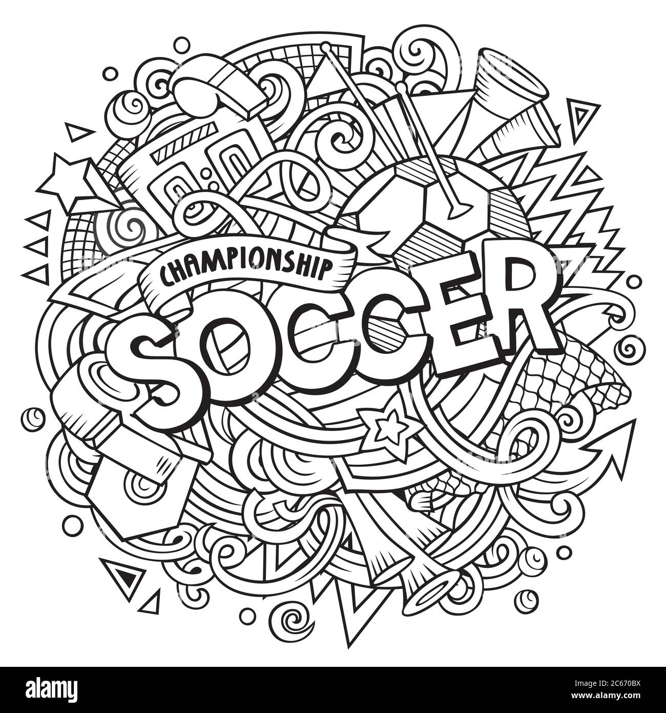 Cartoon cute doodles hand drawn Soccer illustration Stock Vector Image ...