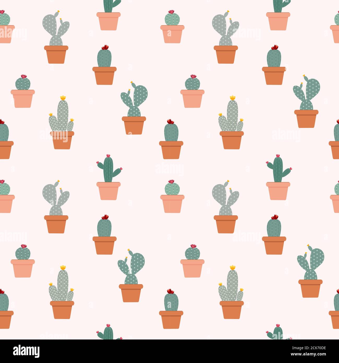 Cactus Natural Seamless Pattern Background Vector Illustration Stock ...