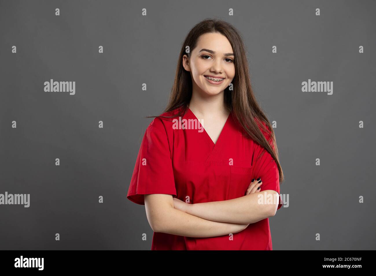 Portrait nurse wearing red hi-res stock photography and images - Alamy