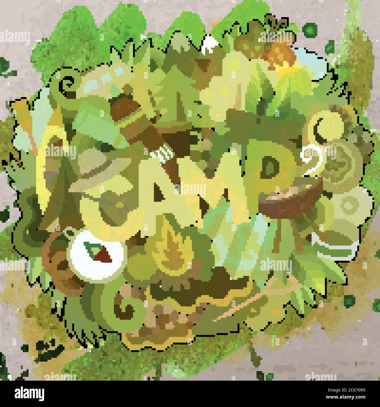 Cartoon vector hand drawn Doodle Camp illustration Stock Vector Image ...