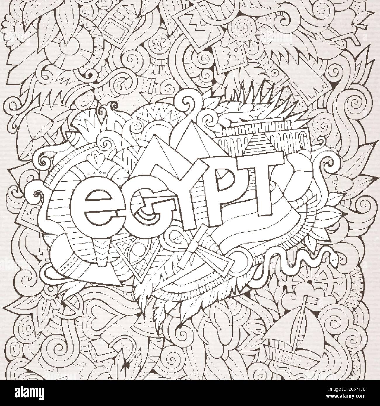 Egypt hand lettering and doodles elements background Stock Vector Image ...