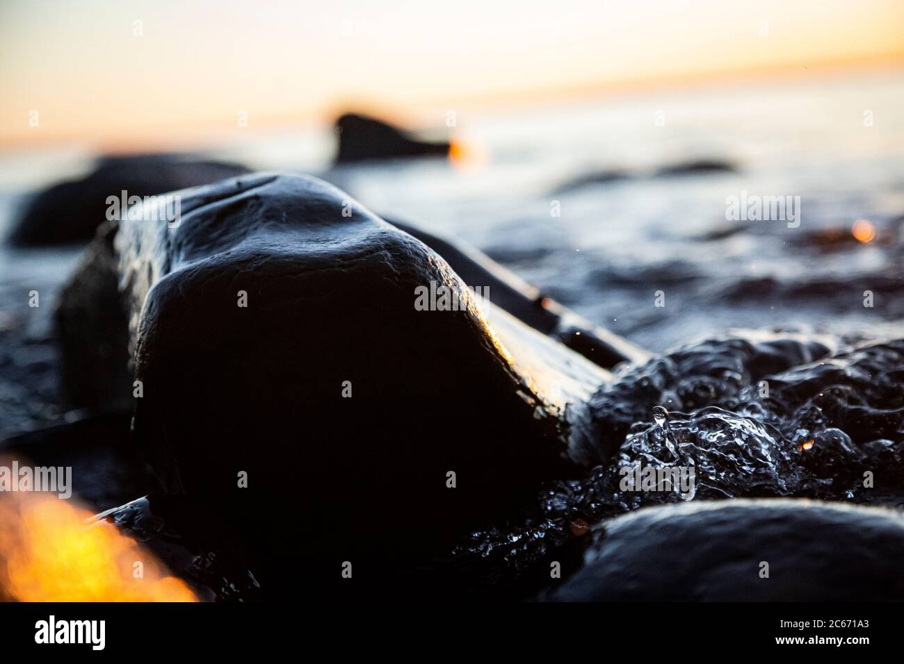 Closeup sunset sea waves hi-res stock photography and images - Alamy
