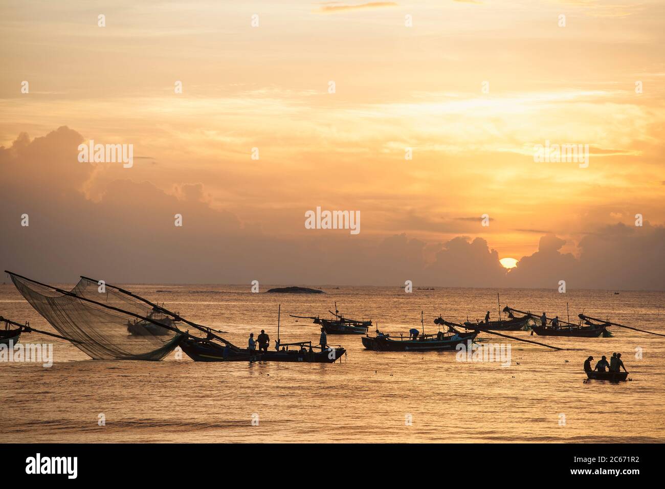 fishing boats off the coast of Vietnam Stock Photo