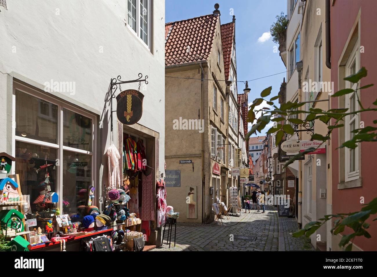 street at historic Schnoor quarter, Bremen, Germany Stock Photo