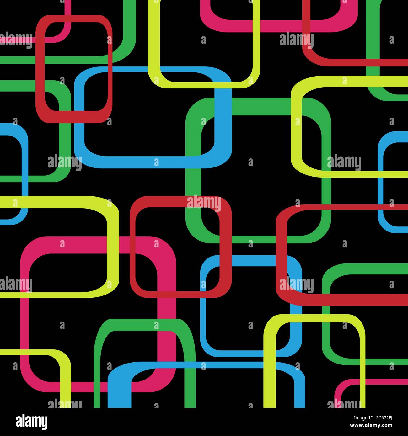Retro pattern black background with squares - rounded. Stock Vector