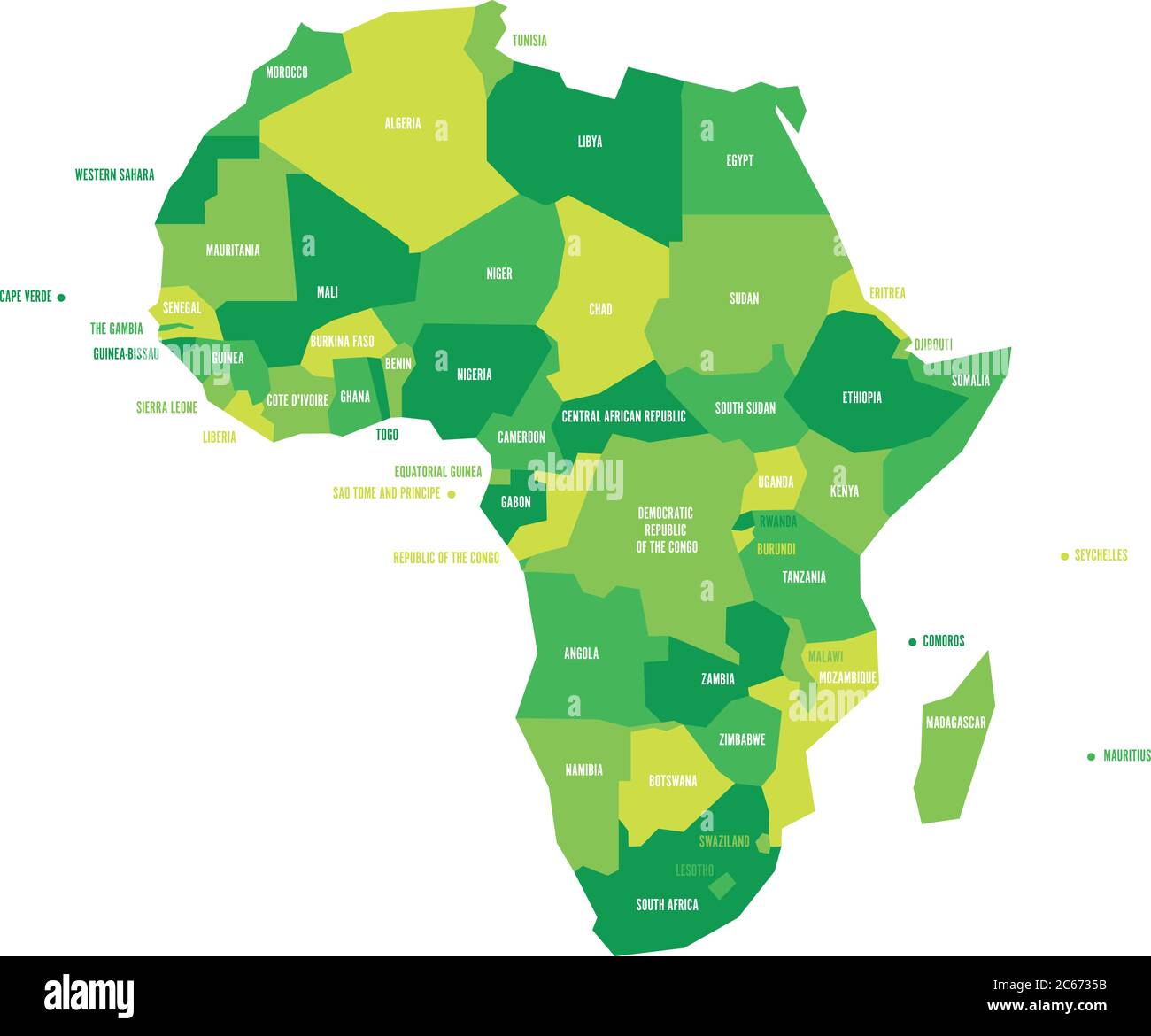 Very simplified vector infographical political map of Africa Stock ...