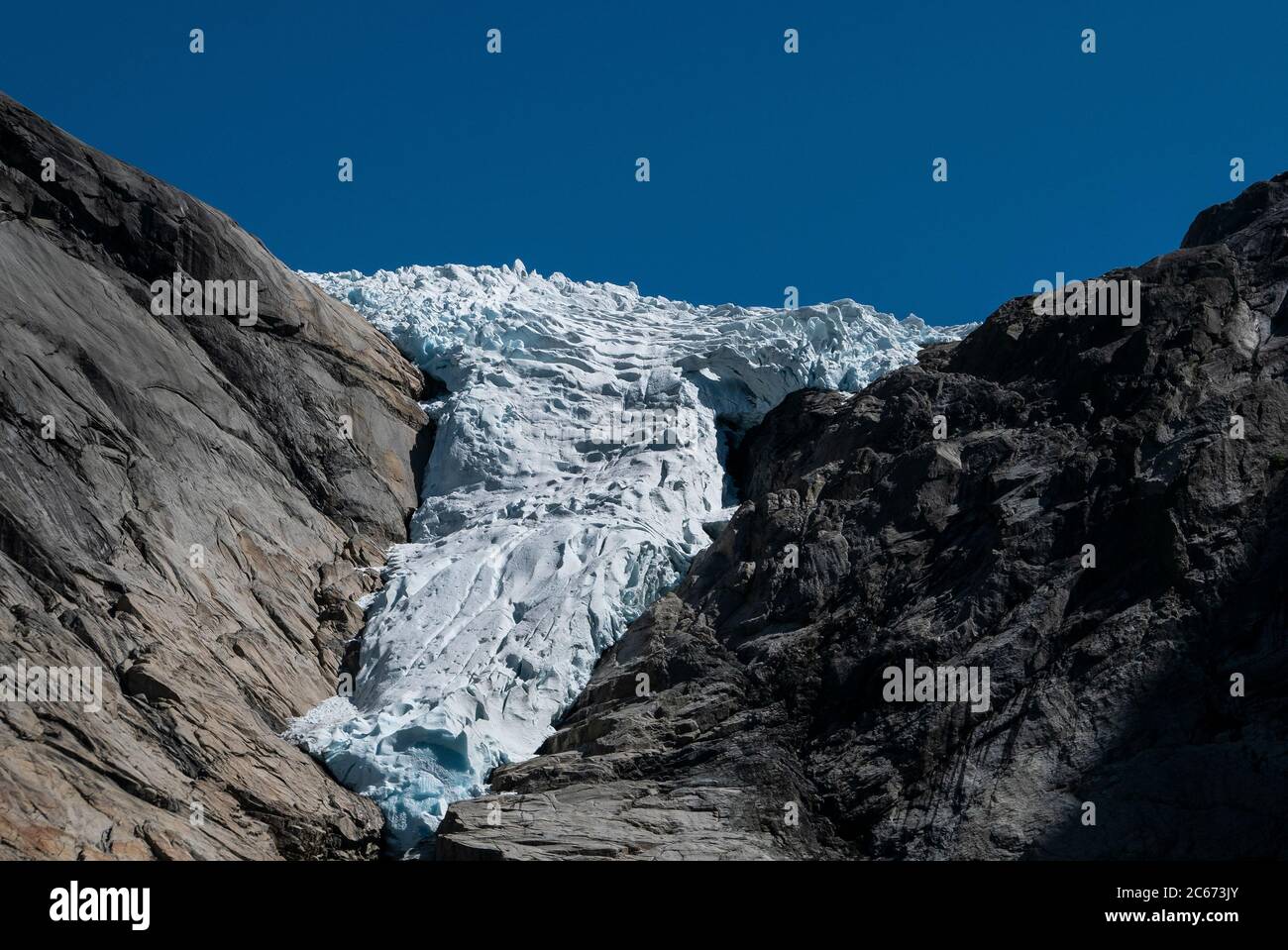 Briksdalsbreen/The Briksdal Glacier, Nordfjord, Norway (July 2020) is a  branch of Jostedalsbreen. Last winter there fell 7 metres snow on top of it  Stock Photo - Alamy