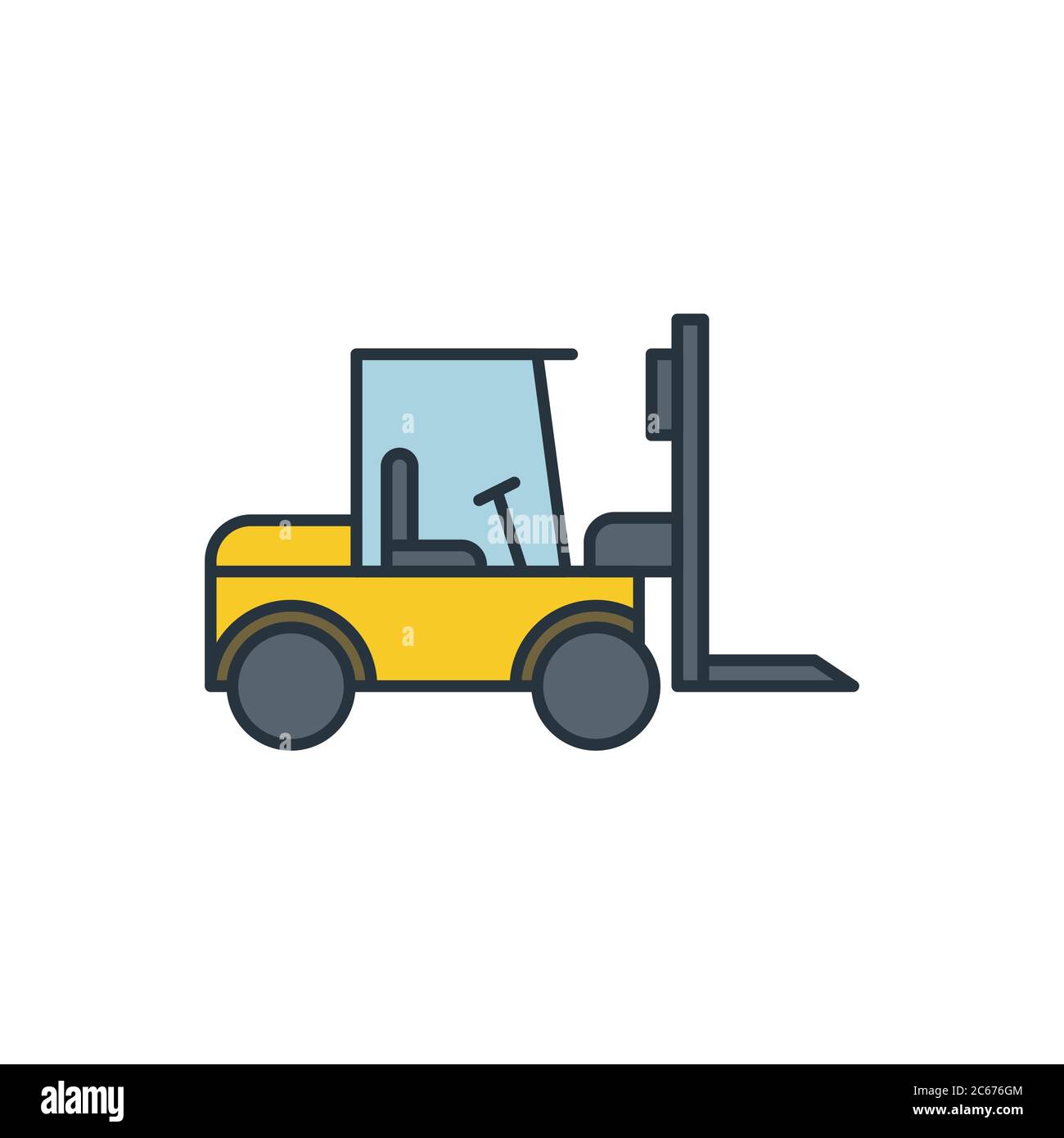 Use forklift loader vector icon symbol tools isolated on white background Stock Vector