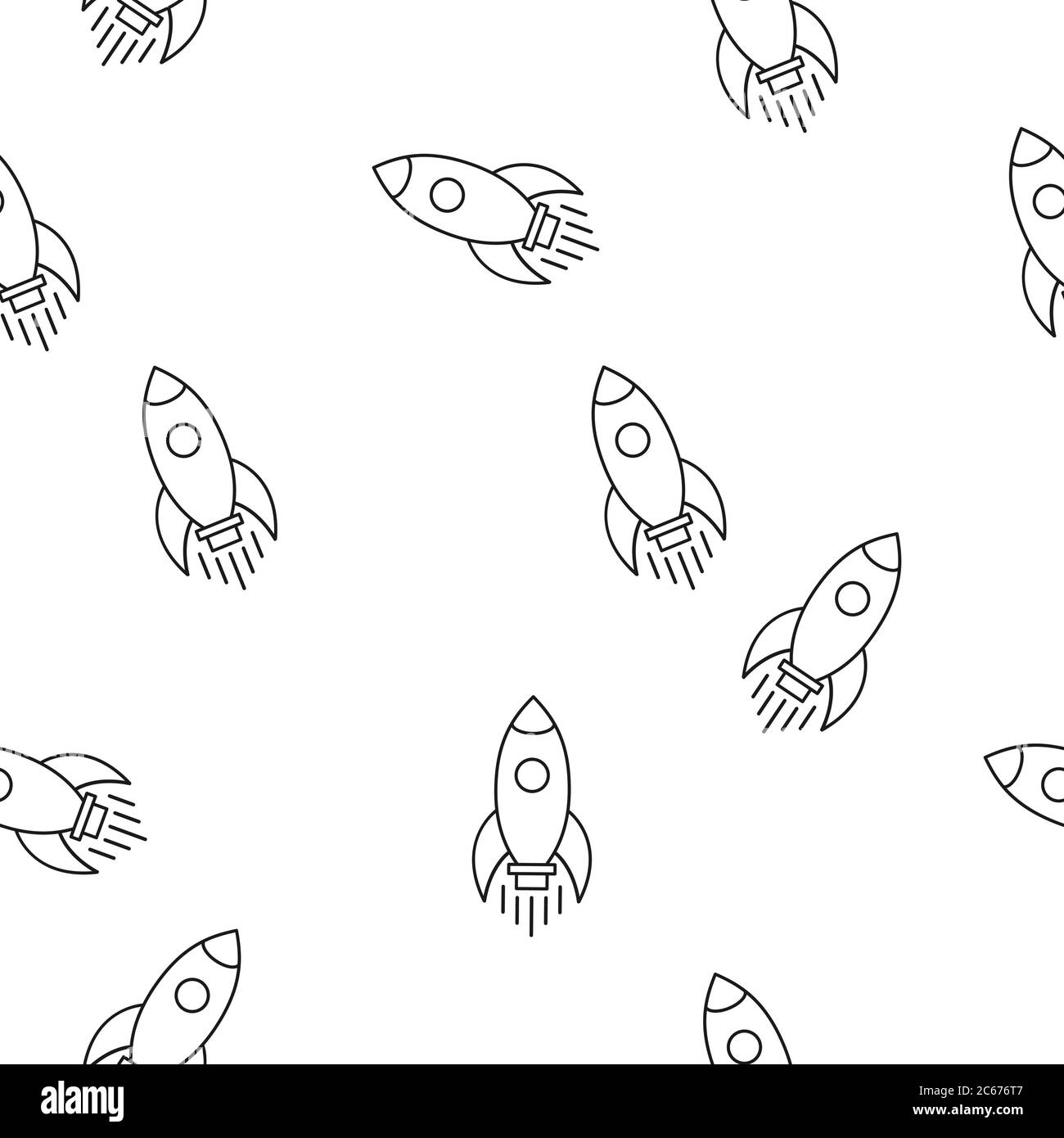 Rocket seamless pattern ship icon isolated on white background. Travel ...