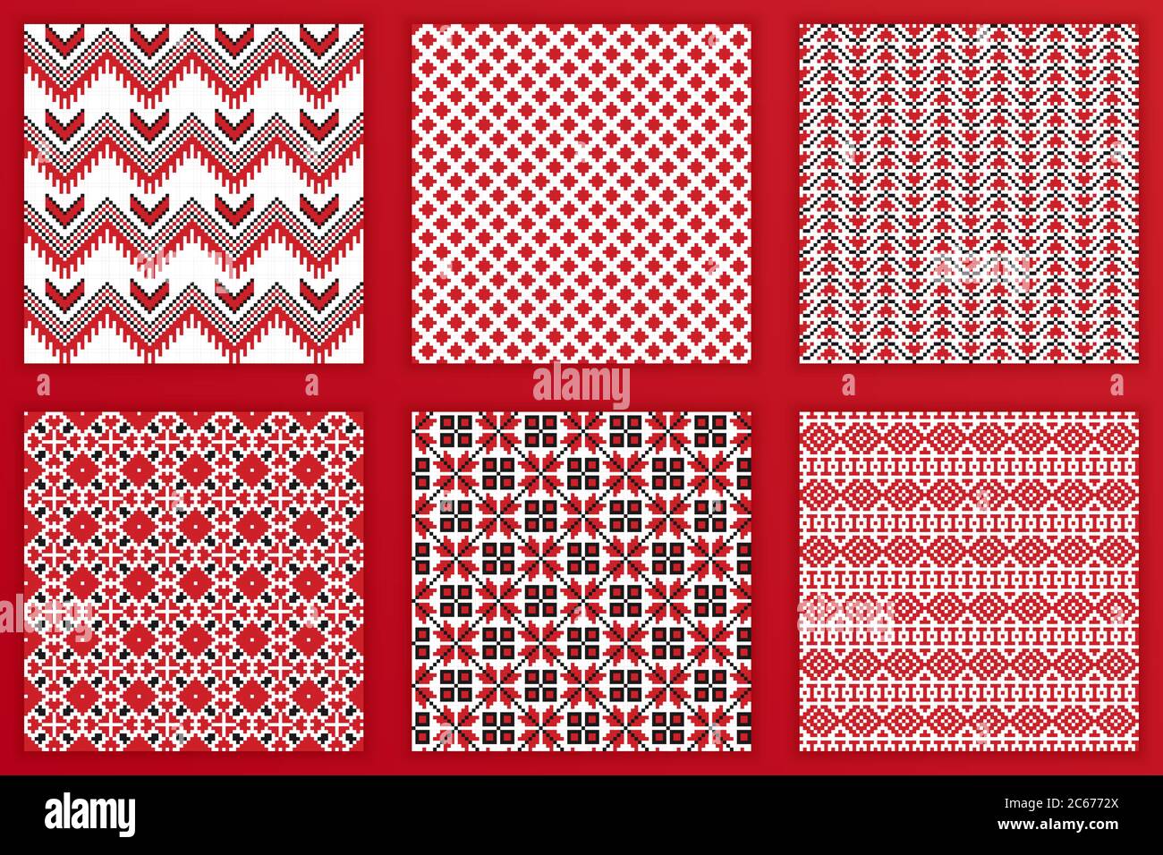 Slavik Pattern Slavic geometric seamless patterns set. Vector illustration of tileable ...