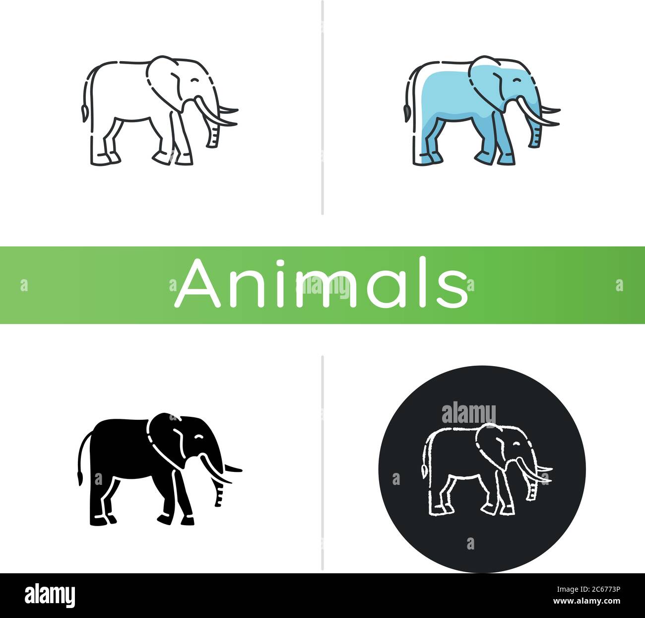 Elephant icon. Linear black and RGB color styles. Large land animal, exotic  wildlife. African savanna, Indian fauna. Huge mammal with long trunk and t  Stock Vector Image & Art - Alamy