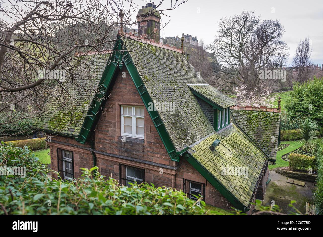 Head Gardeners cottage also known as Great Aunt Lizzies house in Princes Street Gardens public park in Edinburgh, the capital of Scotland, part of UK Stock Photo