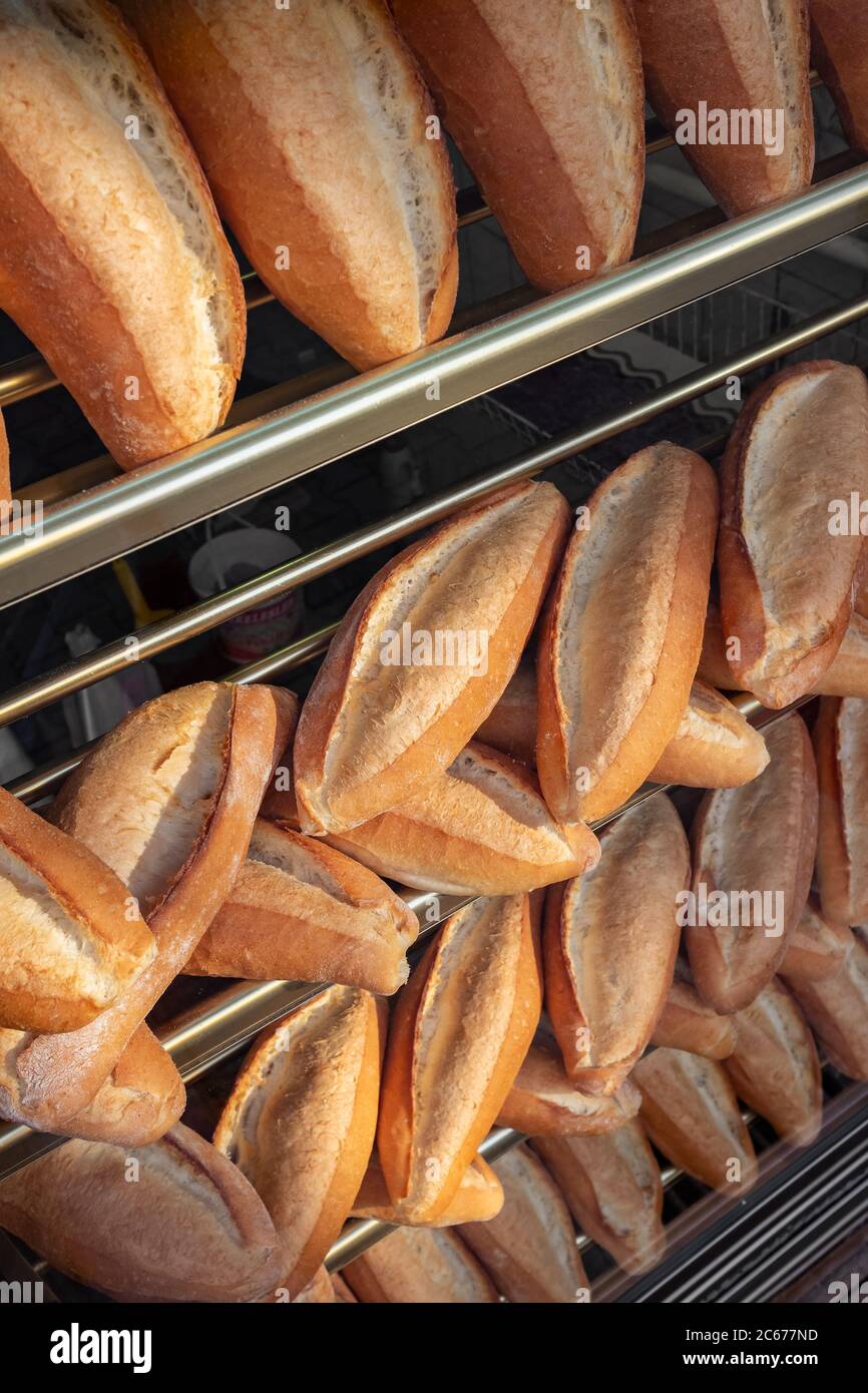 Freshly baked turkish bread ekmek Stock Photo