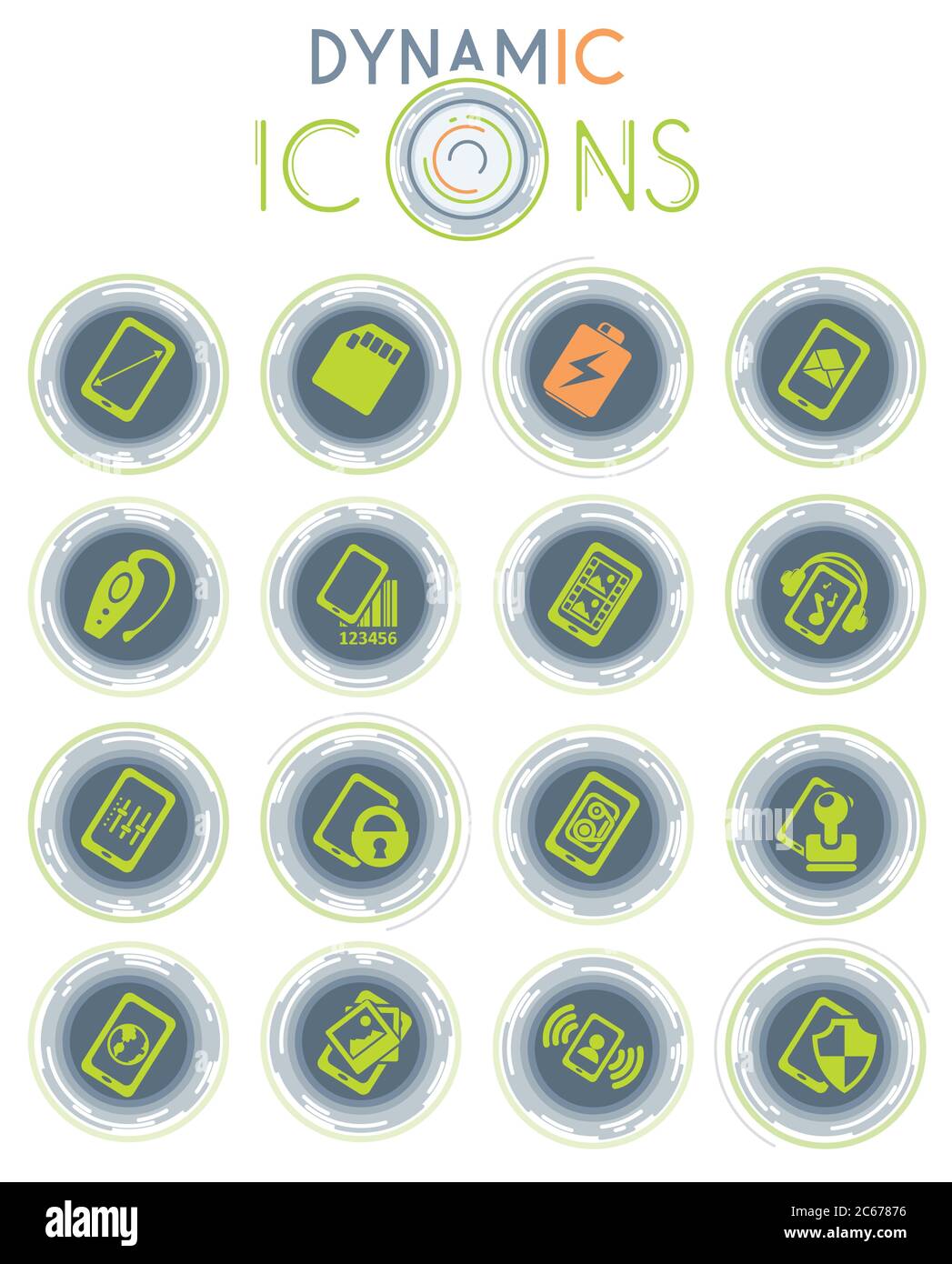 Smartphone, specifications and functions icons Stock Vector