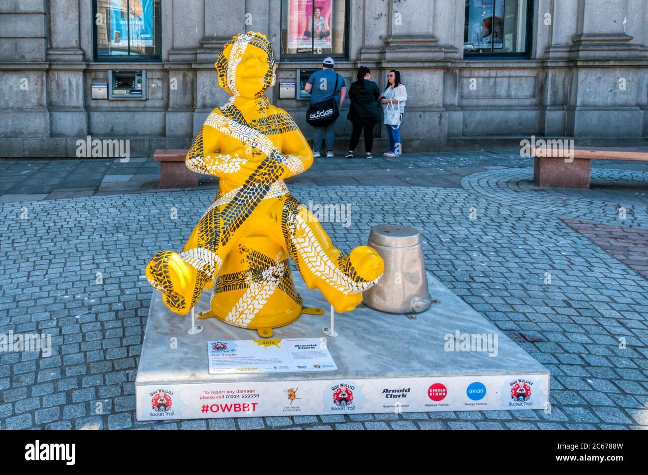 Oor Roadie by Tomasz Czuprynski is part of the Oor Wullie's Big Bucket Trail in Aberdeen, sponsored by the Arnold Clark Group. Stock Photo