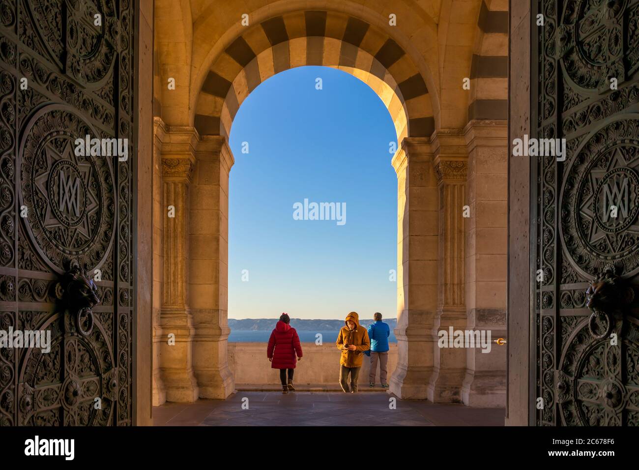 Entrance gate of the Notre Dame de la Garde cathedral, Marseille, Provence-Alpes-Cote d'Azur, France, Europe Stock Photo