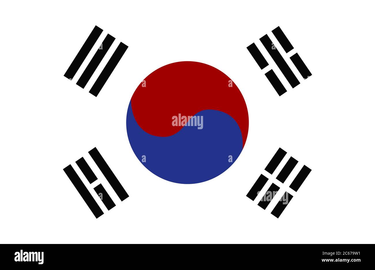 Vector flag of the Republic of Korea isolated on white backgound . Stock Vector