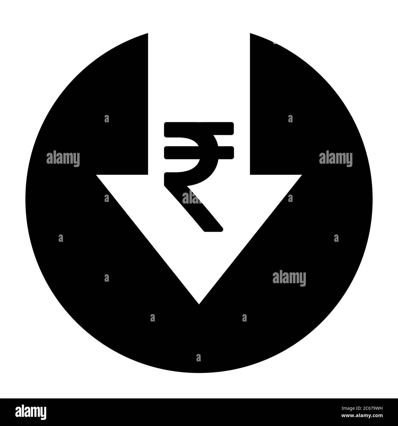 Cost reduction- decrease icon. Vector symbol image isolated on background . Stock Vector