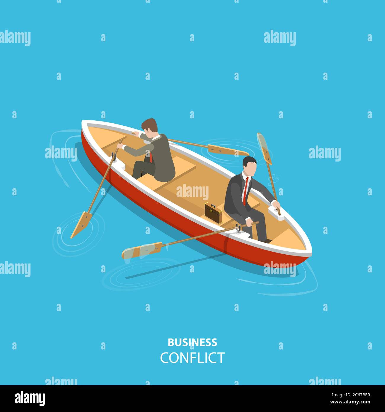 Business conflict flat isometric low poly vector concept Stock Vector
